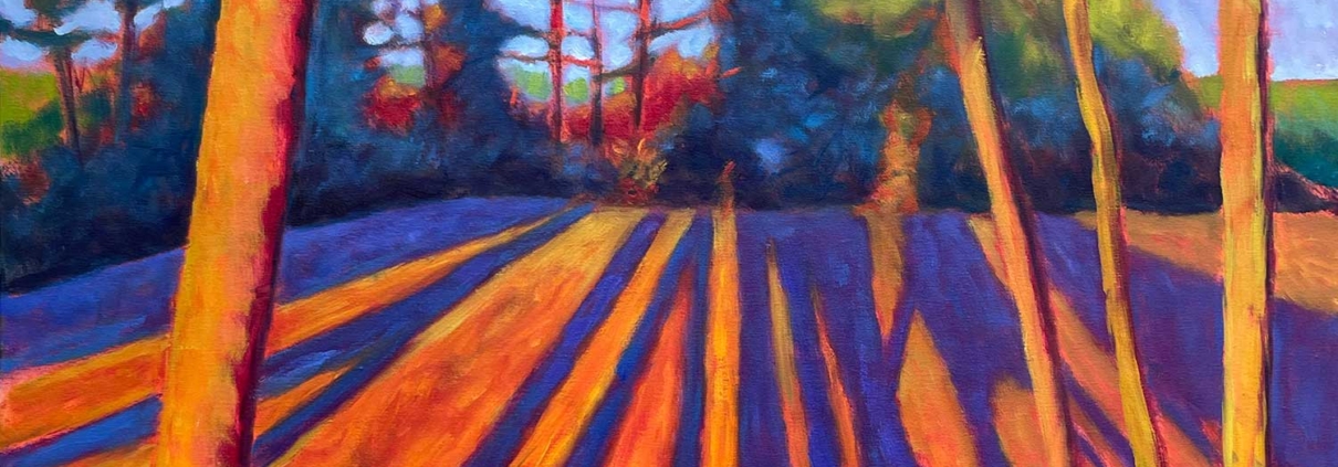 oil painting of trees and shadows