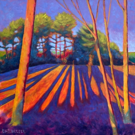 oil painting of trees and shadows